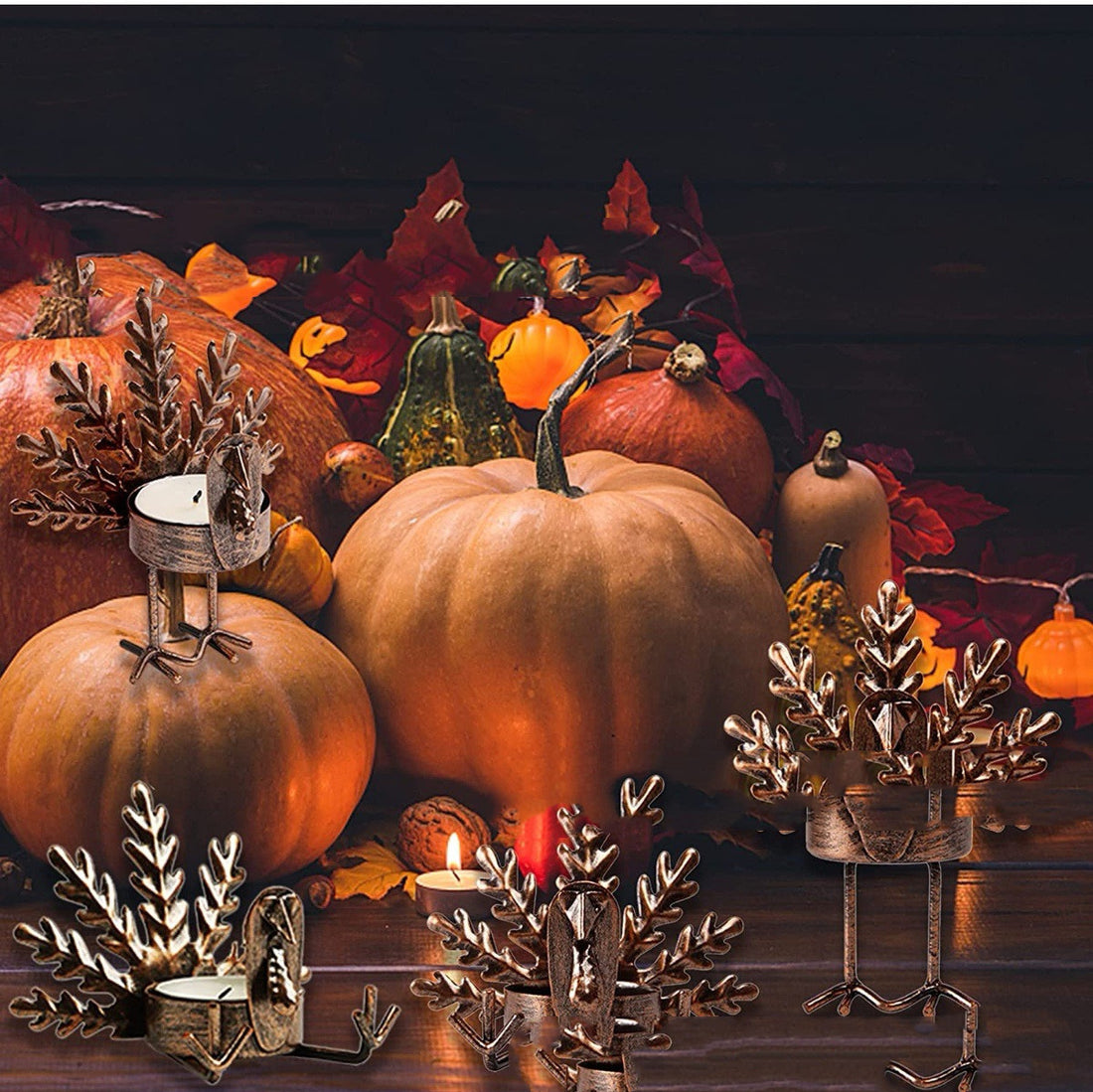 Thanksgiving Retro Metal Turkey Candlestick