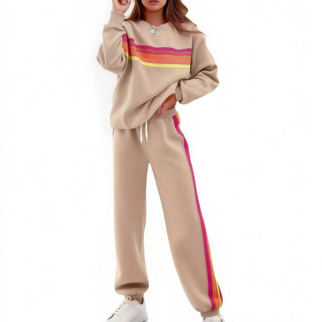 Women's Elastic Waist Pants Sweater Suit
