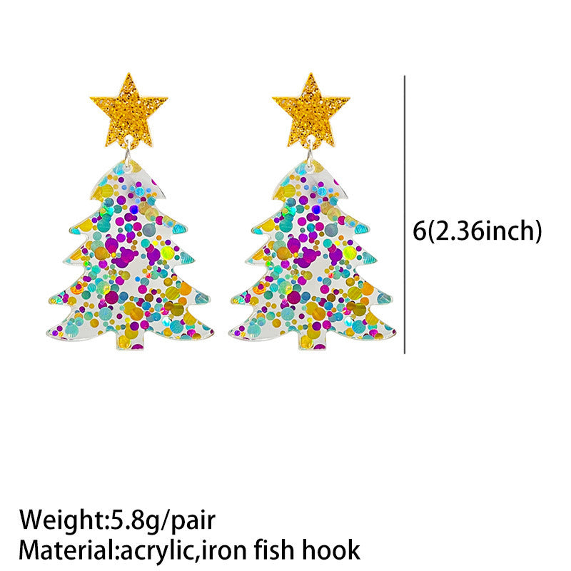 Christmas Atmosphere Earrings Sequins Colorful