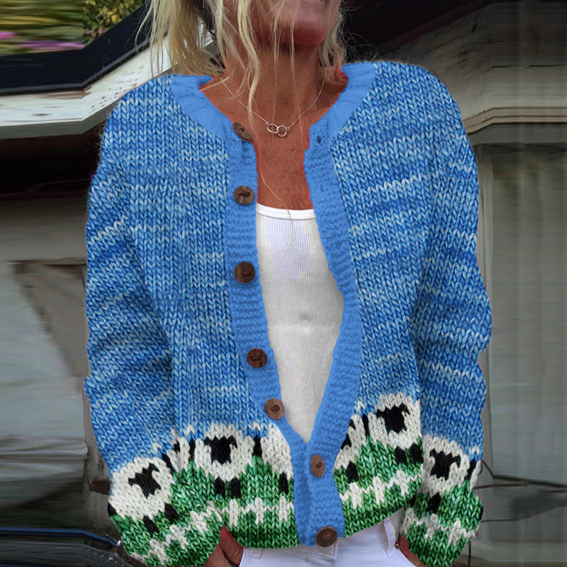 3D Digital Printing Cardigan Knitted Coat