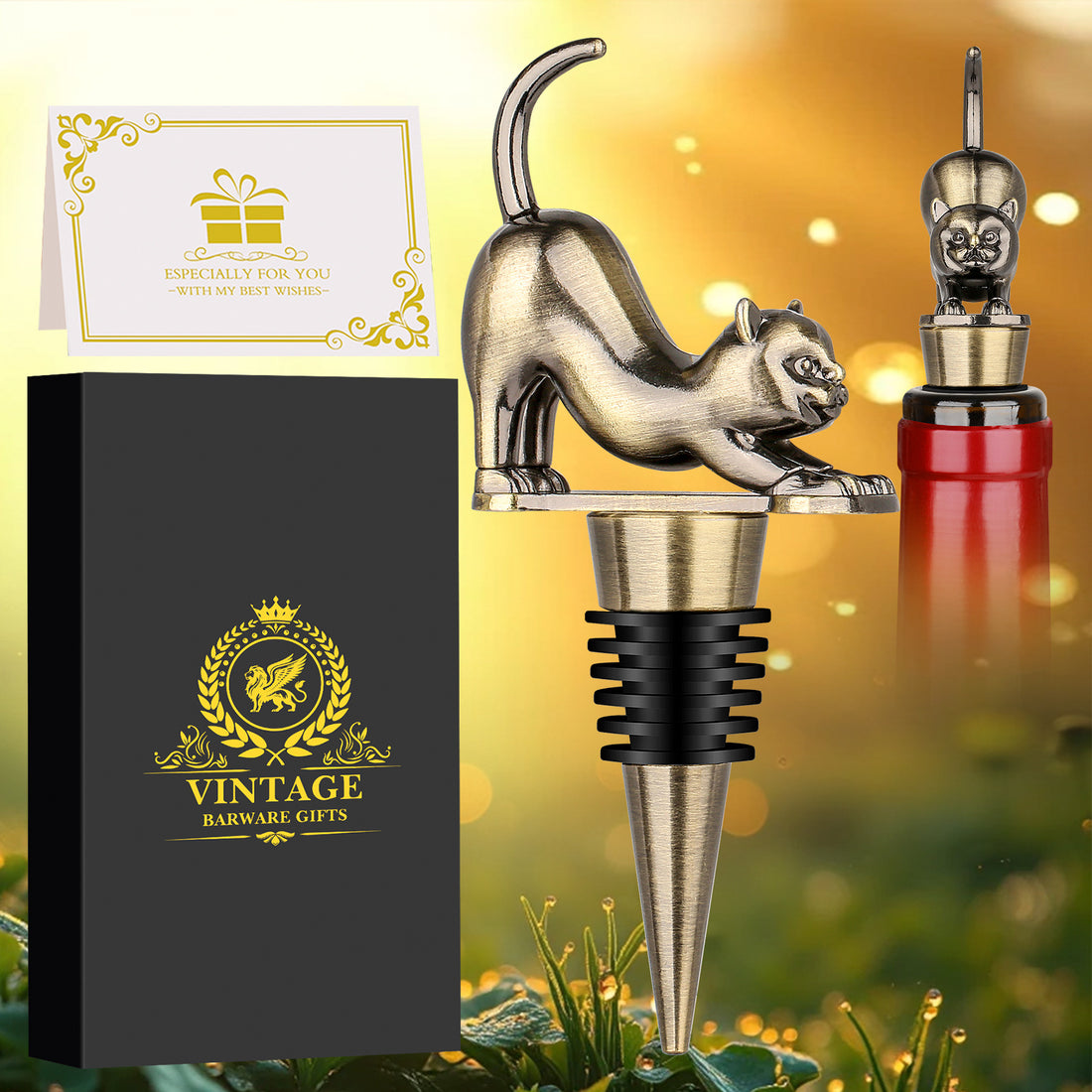 Elegant Upturned Cat Shaped Red Wine Gift Box