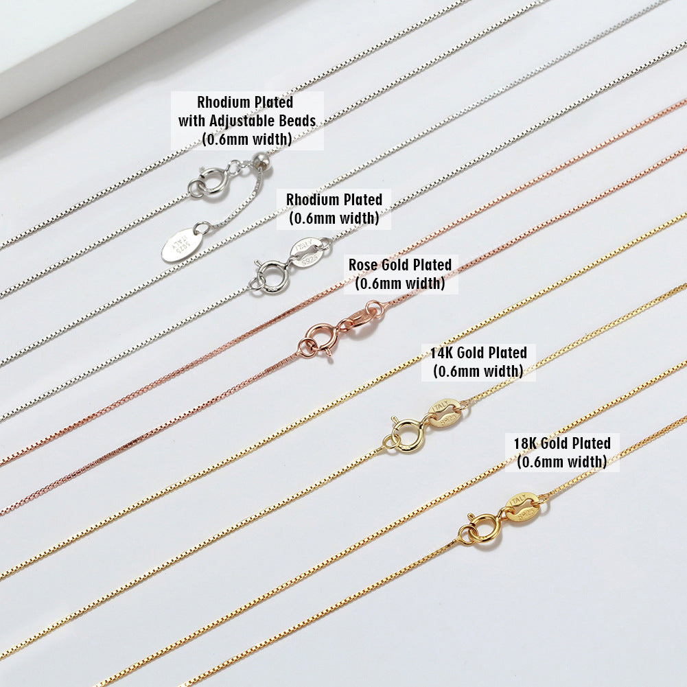 S925 Sterling Silver Without Pendants Box Necklace