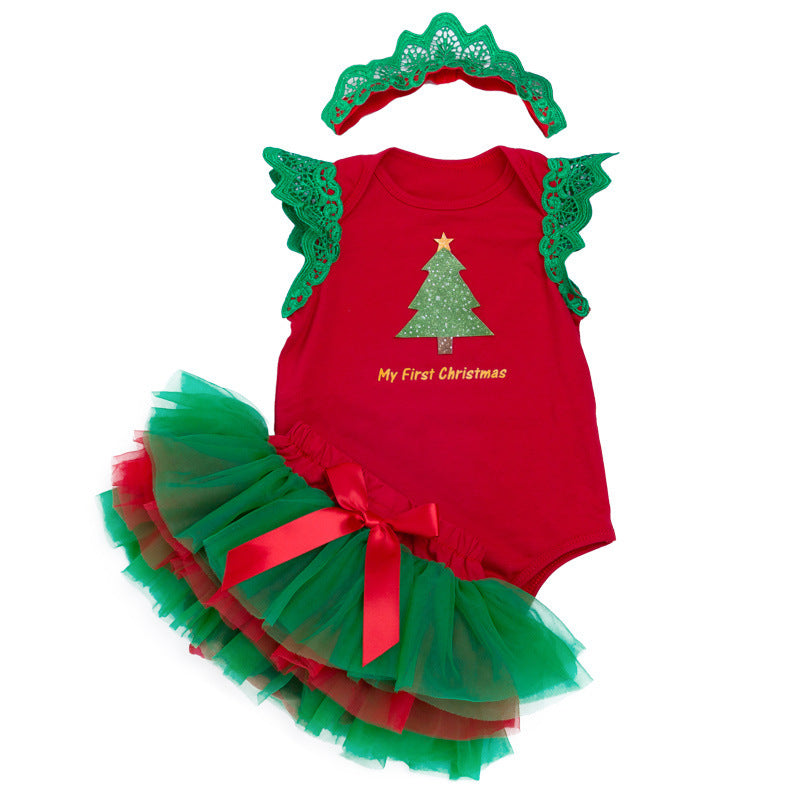 Baby Christmas Tree Green Romper