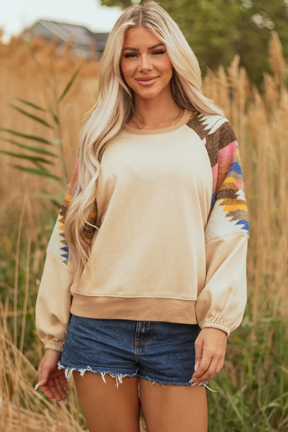 Women's Color Matching Printed Loose Sweatshirt