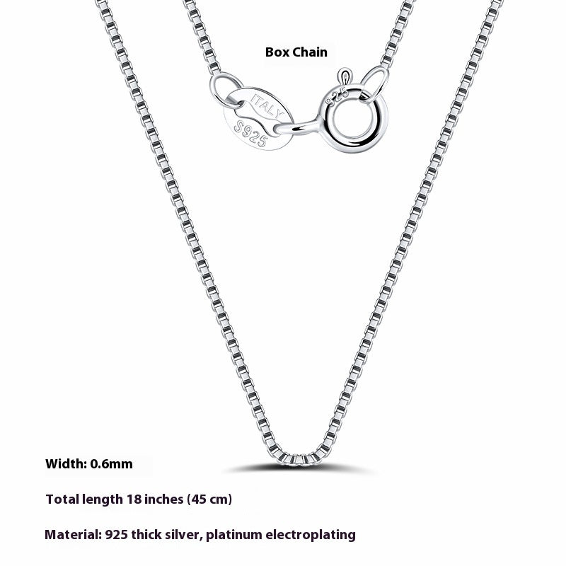 S925 Sterling Silver Without Pendants Box Necklace