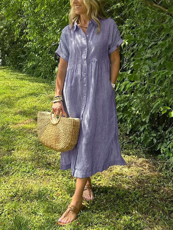 Women's Casual Cotton And Linen Dress