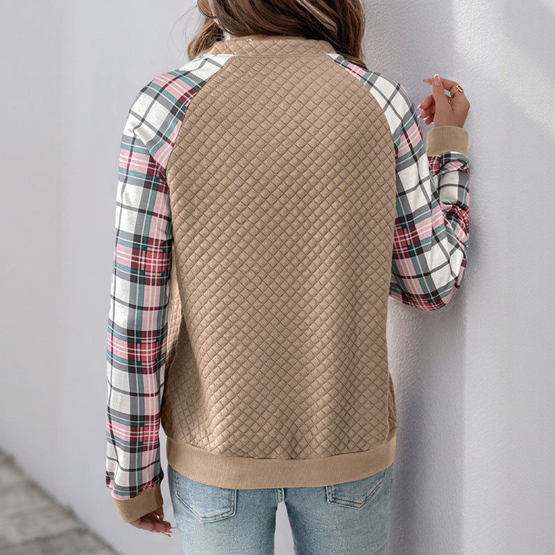 Retro Stitching Diamond Patterns Fabric Sweater