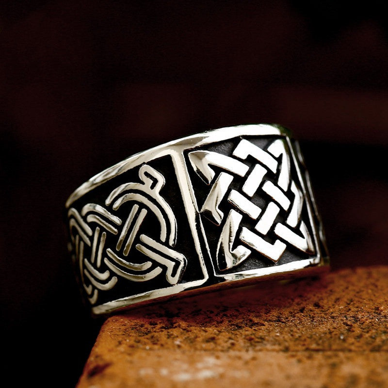 Nordic Retro Viking Celtic Knot Titanium Steel Ring