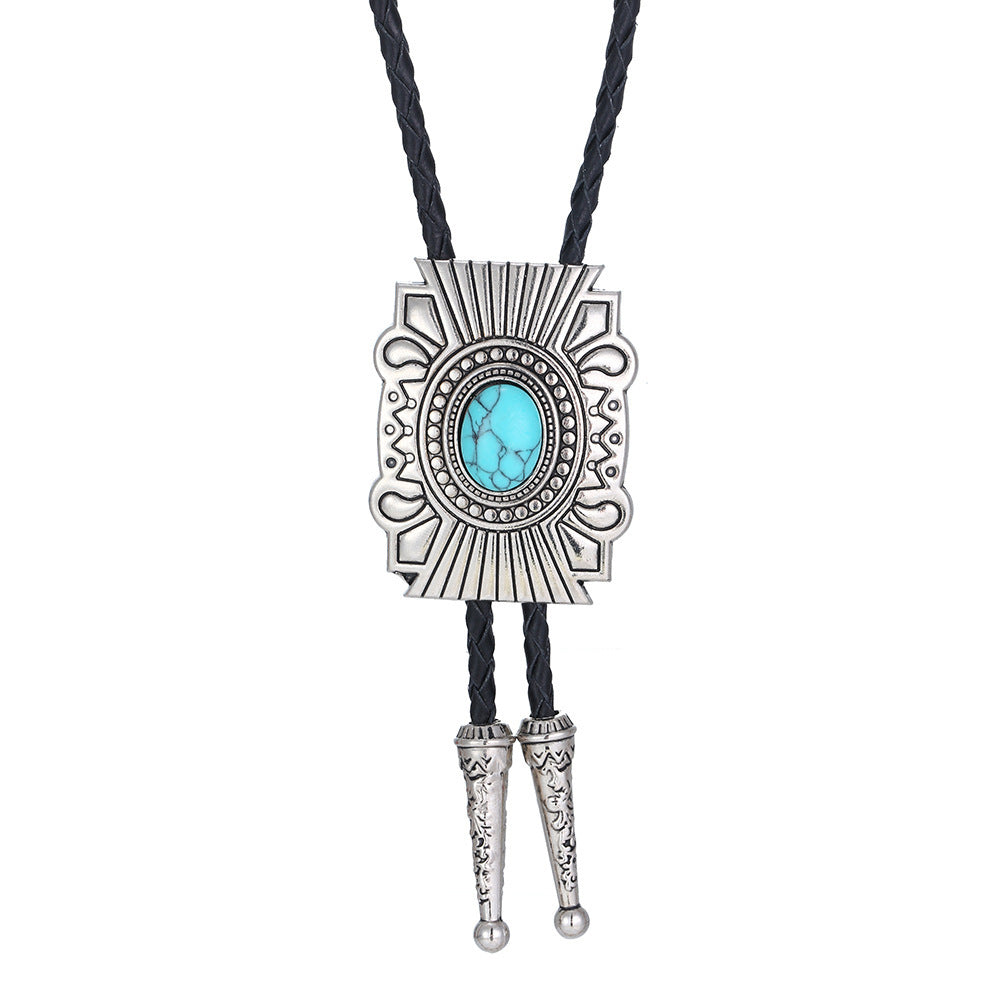 Celtic Pattern Turquoise Agate Bolo Tie