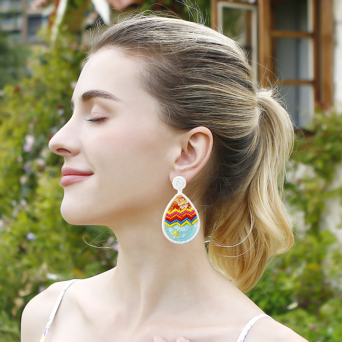 Hand-woven Easter Egg Earrings