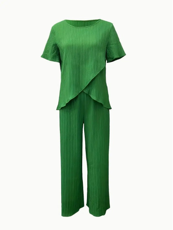 Women's Elegant Solid Color Polyester 2pcs Set