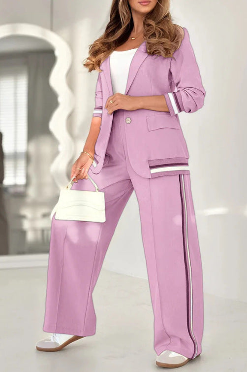 2 Pcs Set Women Coat Pants Suit