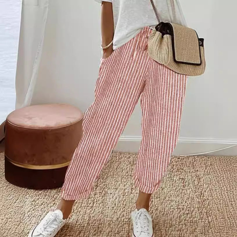 Women Summer Stripes Casual Pants