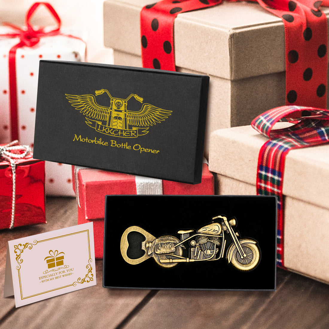 Old Style Motorcycle Beer Bottle Opener Black Gift Box