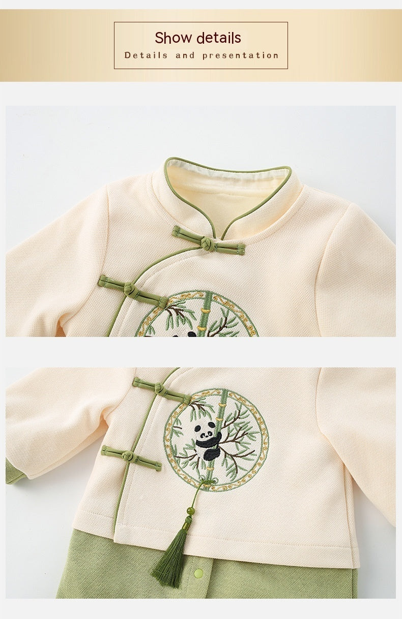 National Style Long Sleeve Fleece-lined Rompers