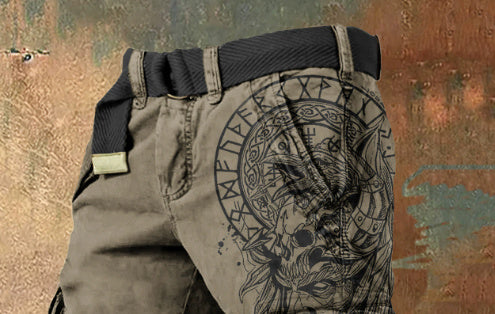 Men’s Printing Stylish Shorts Zipper Pants