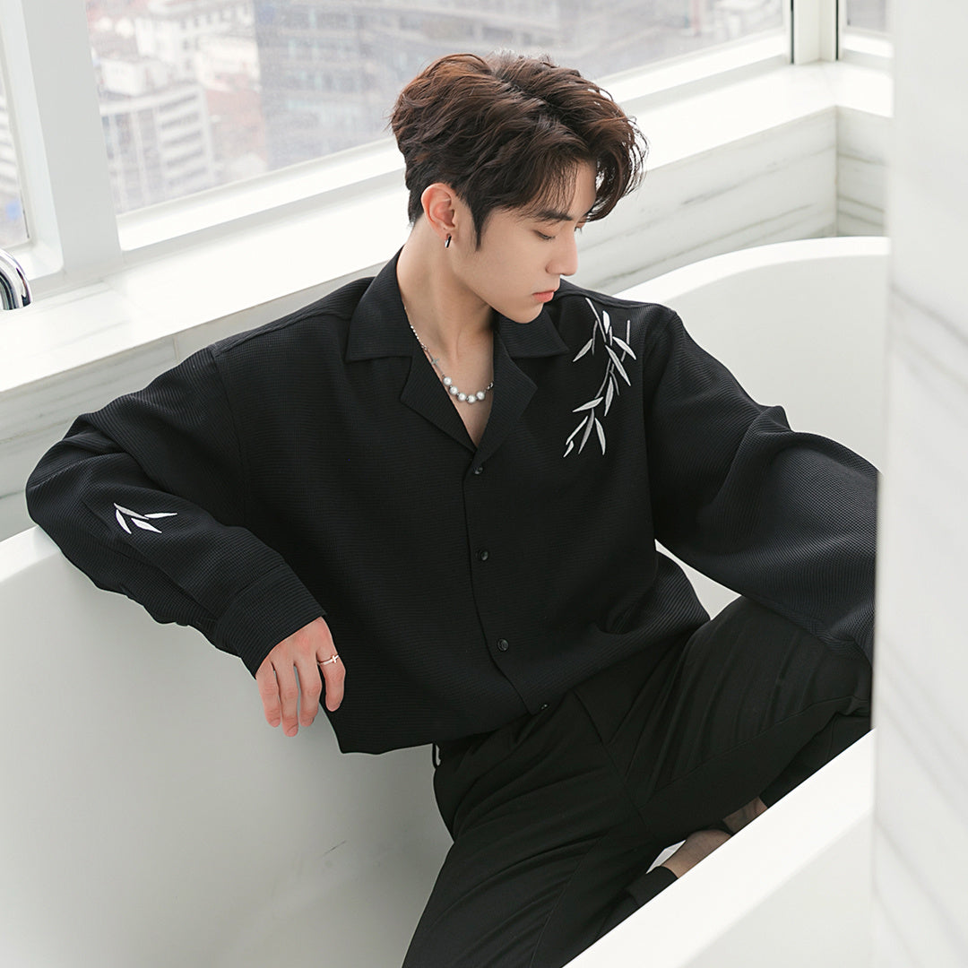 Bamboo Embroidered Long Sleeve Shirt