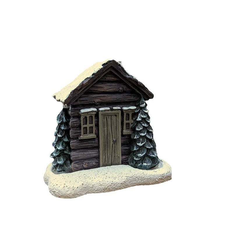 Log Cabin Incense Burner Rustic Christmas Resin Statue