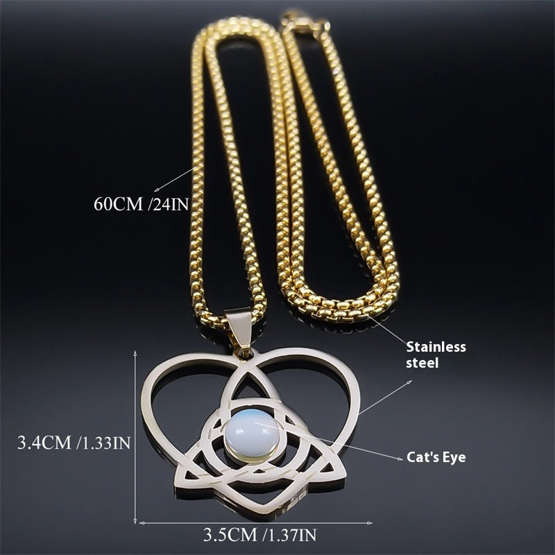 Love Celtic Knot Opal Stainless Steel Necklace