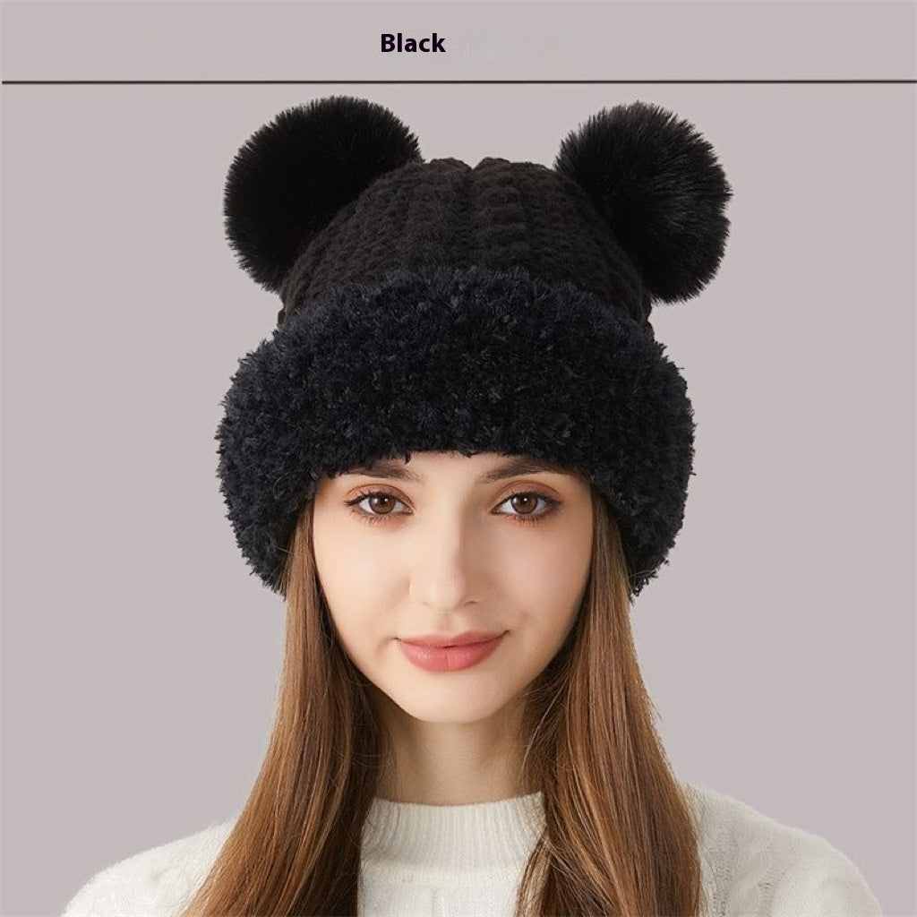 Women's Winter Cute Fur Ball Knitted Hat