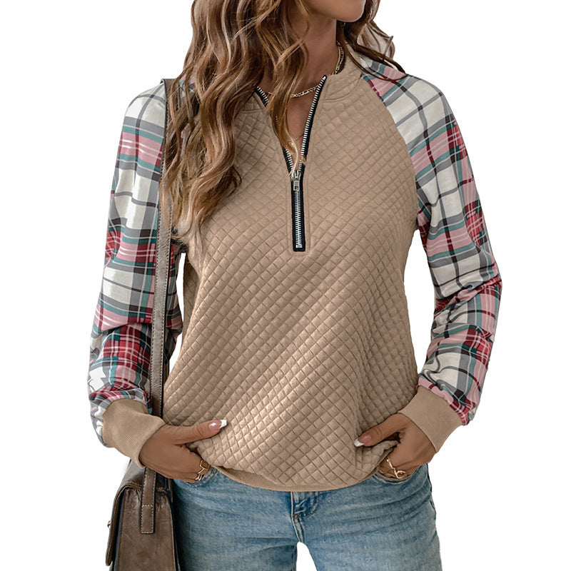 Retro Stitching Diamond Patterns Fabric Sweater