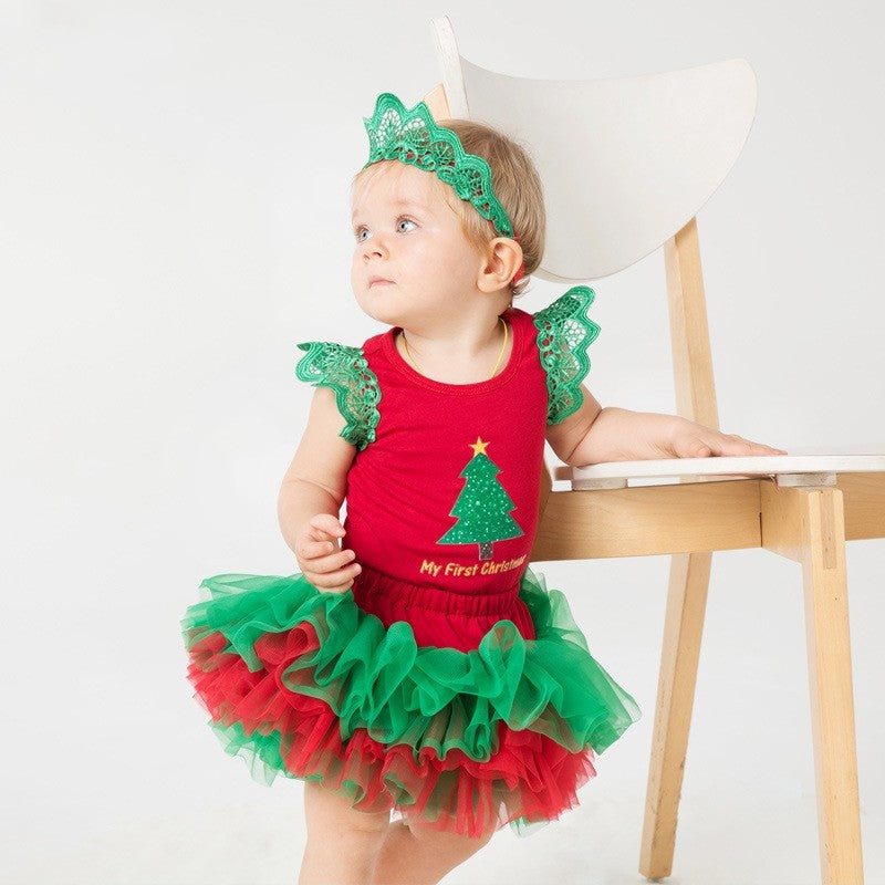 Baby Christmas Tree Green Romper