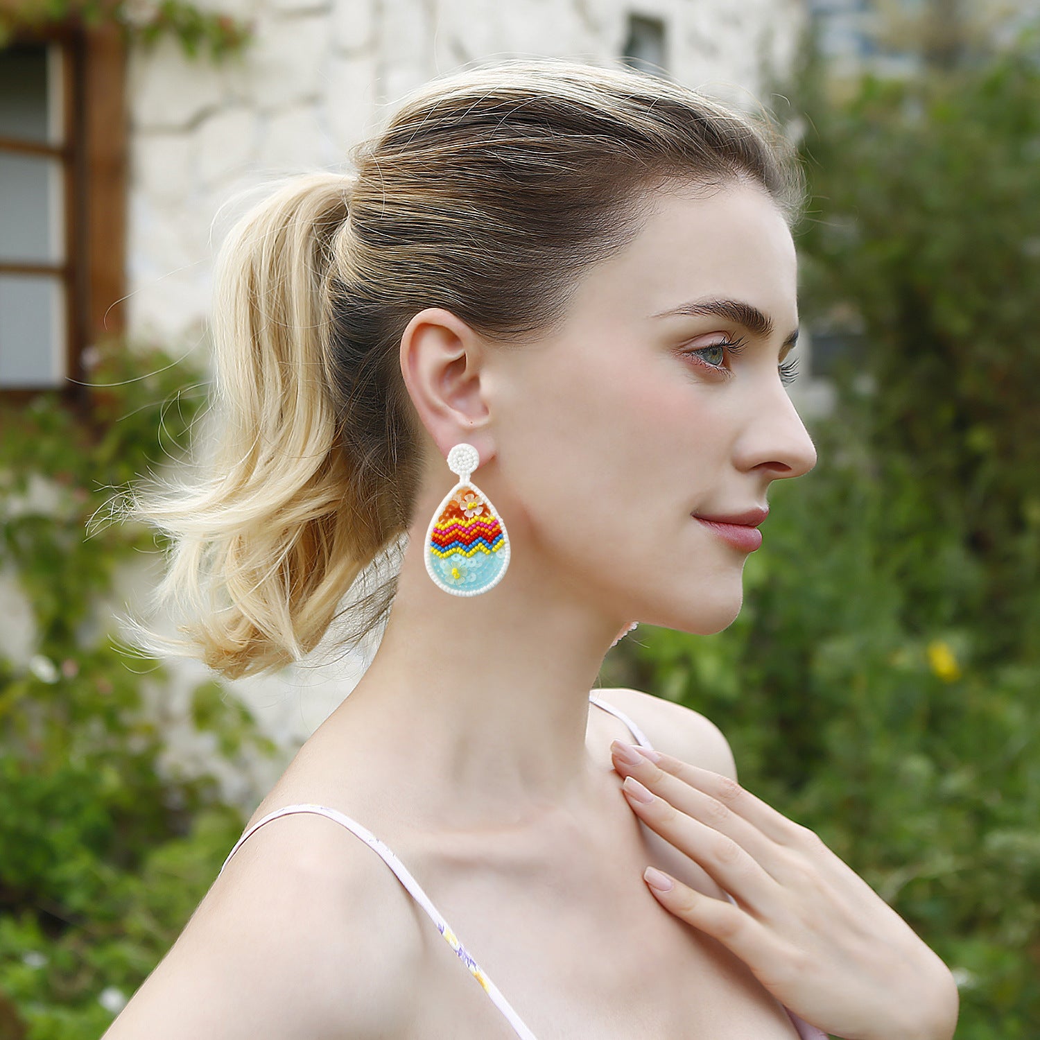 Hand-woven Easter Egg Earrings