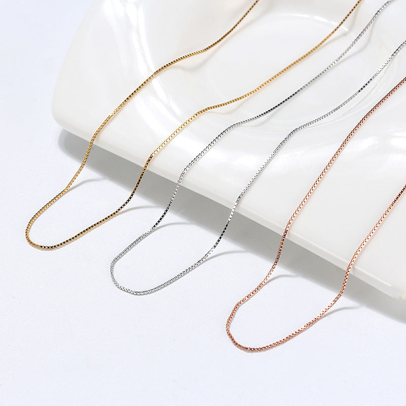 S925 Sterling Silver Without Pendants Box Necklace