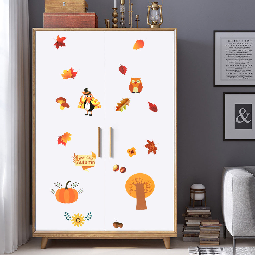 Autumn Maple Window Sticker Leaf Turkey
