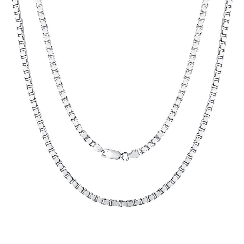 S925 Sterling Silver Without Pendants Box Necklace