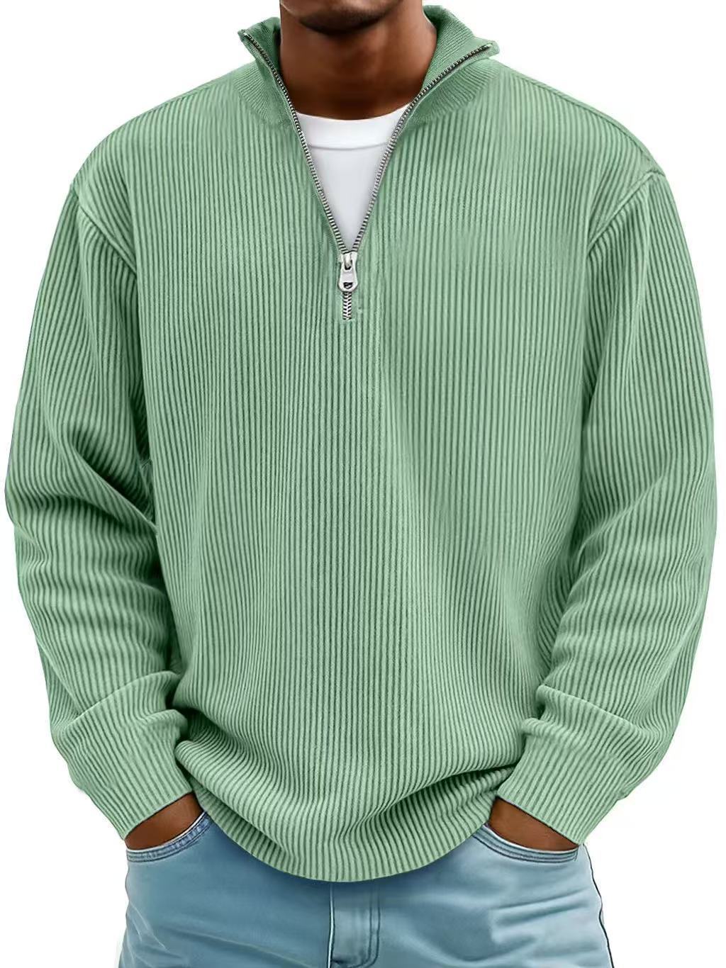Corduroy Zipper Stand Collar Shirt