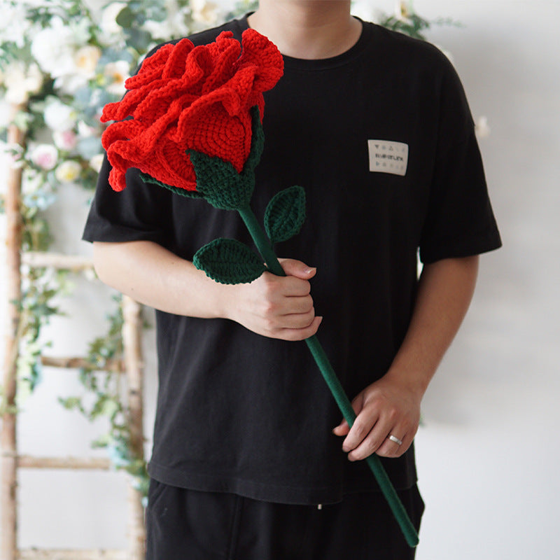 Handmade Red Roses Knitted Bouquet