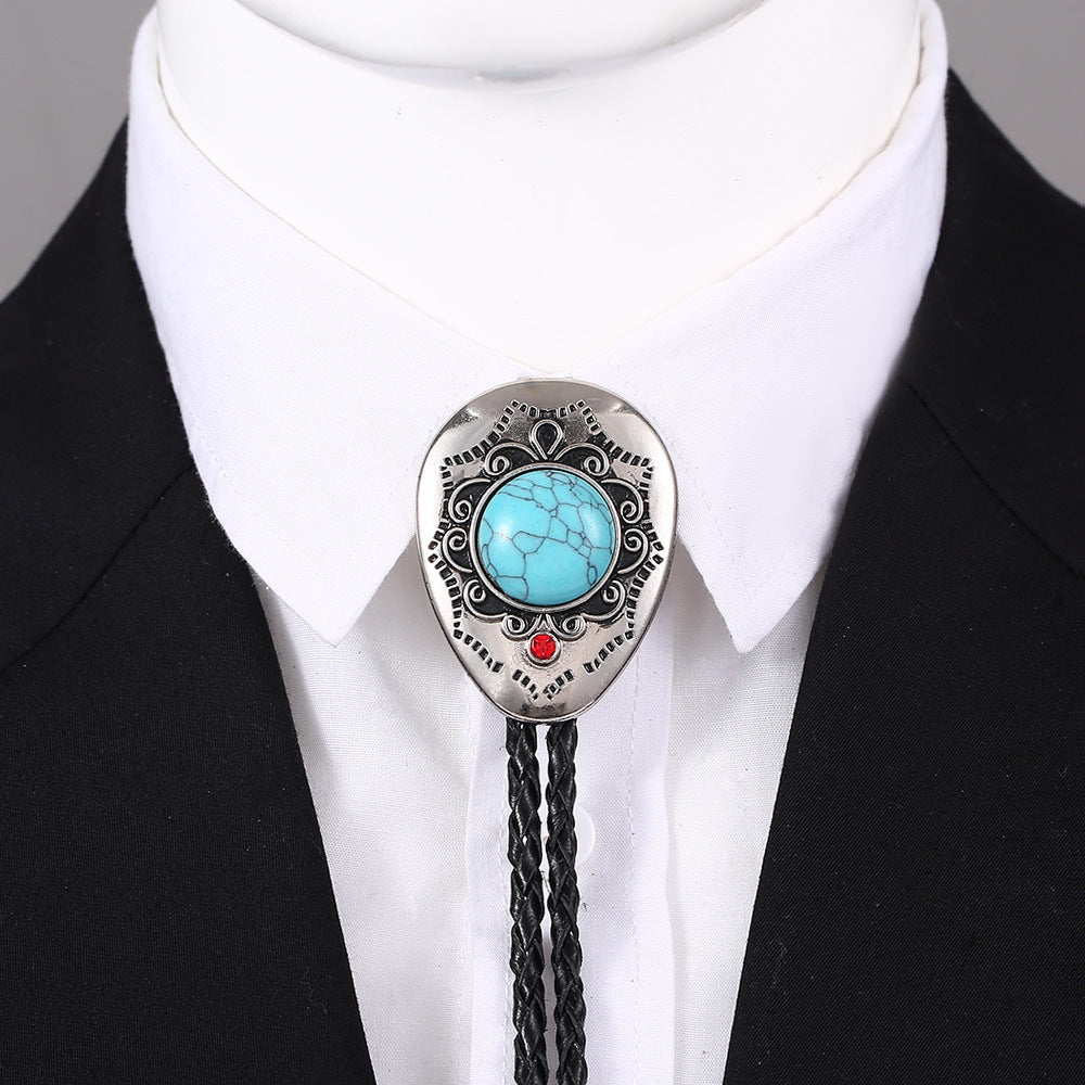 Celtic Pattern Turquoise Agate Bolo Tie