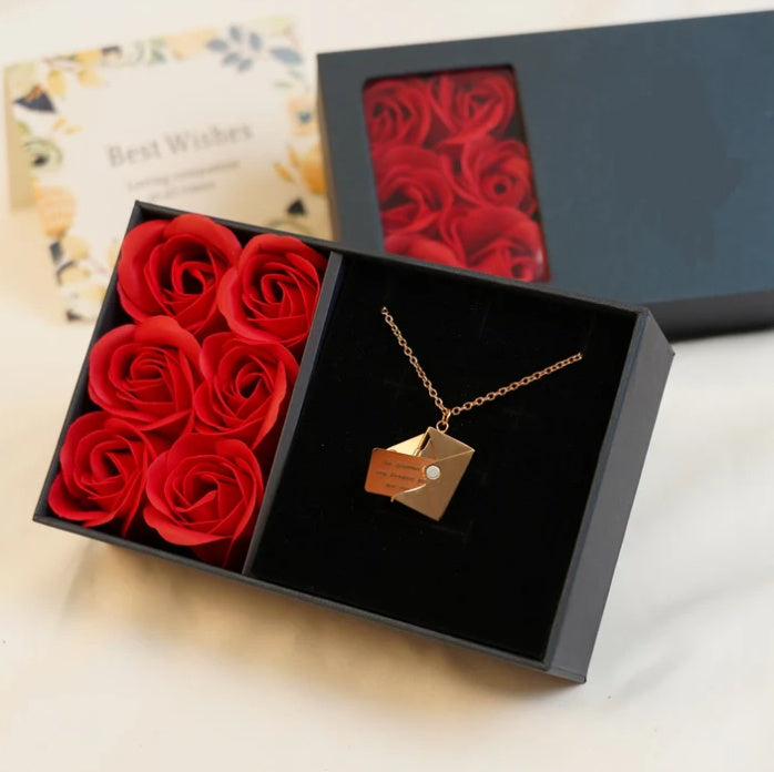 Valentine's Day Gift Envelope Engraved Necklace