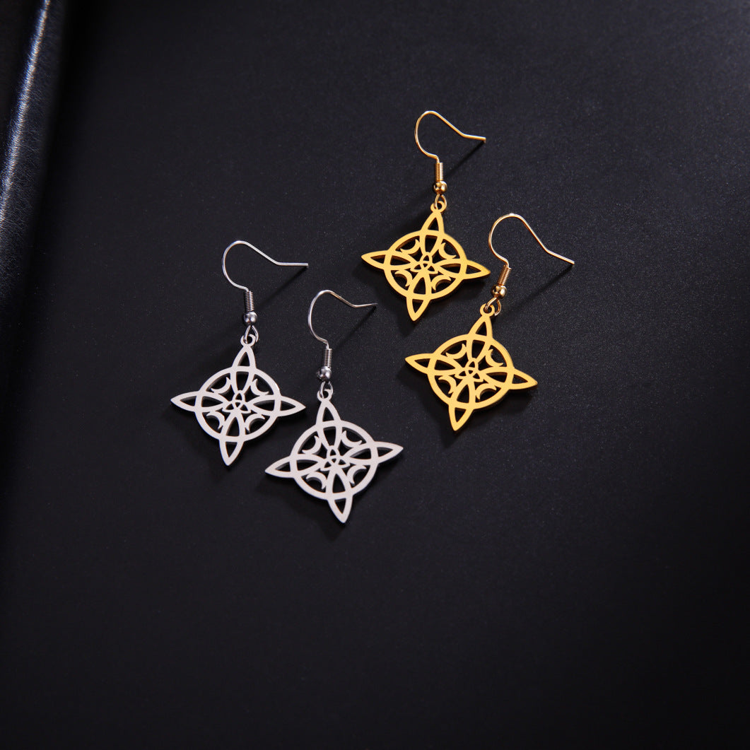 Ladies' Celtic Knot Moon Stainless Steel Earrings