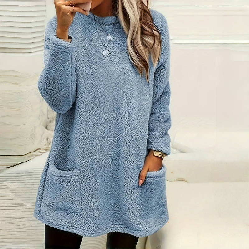 Women's Long Sleeved Pocket Plush Hoodie