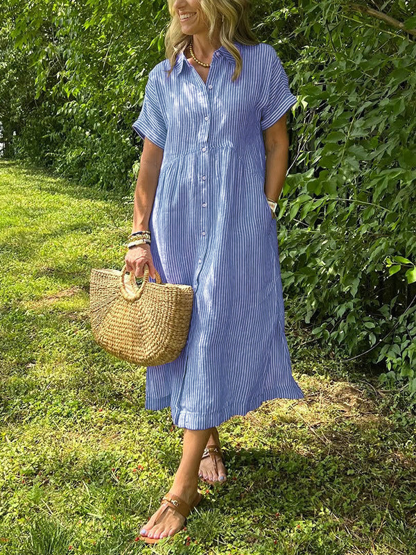 Women's Casual Cotton And Linen Dress