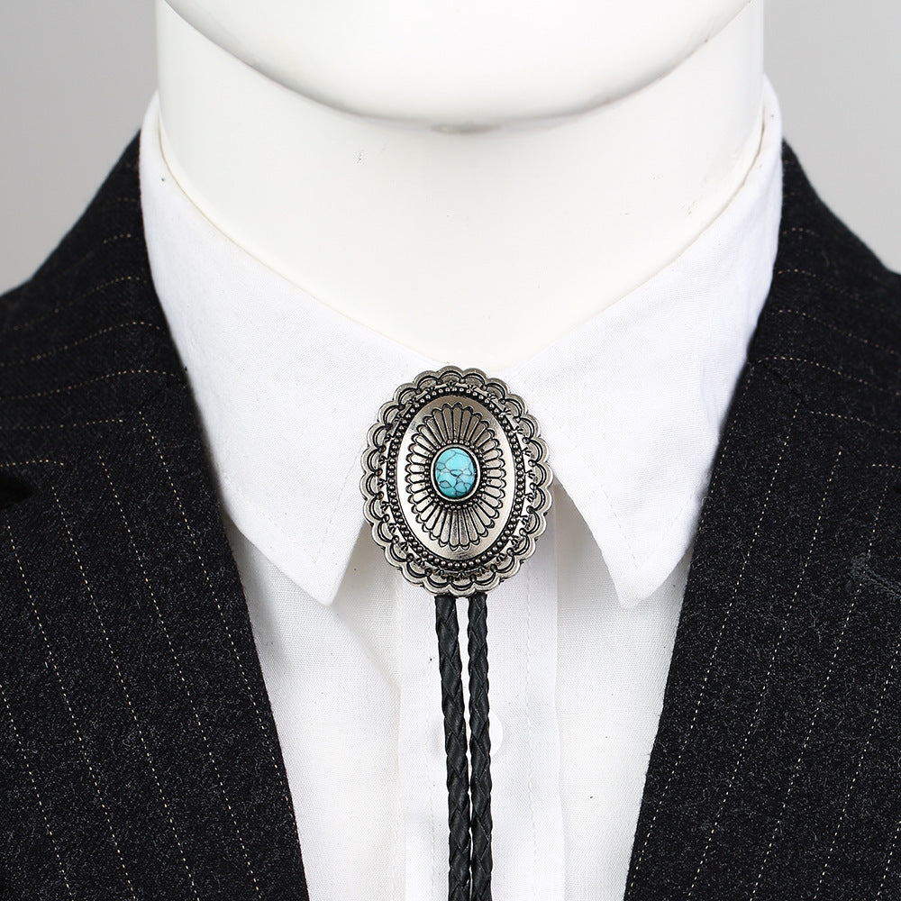 Celtic Pattern Turquoise Agate Bolo Tie