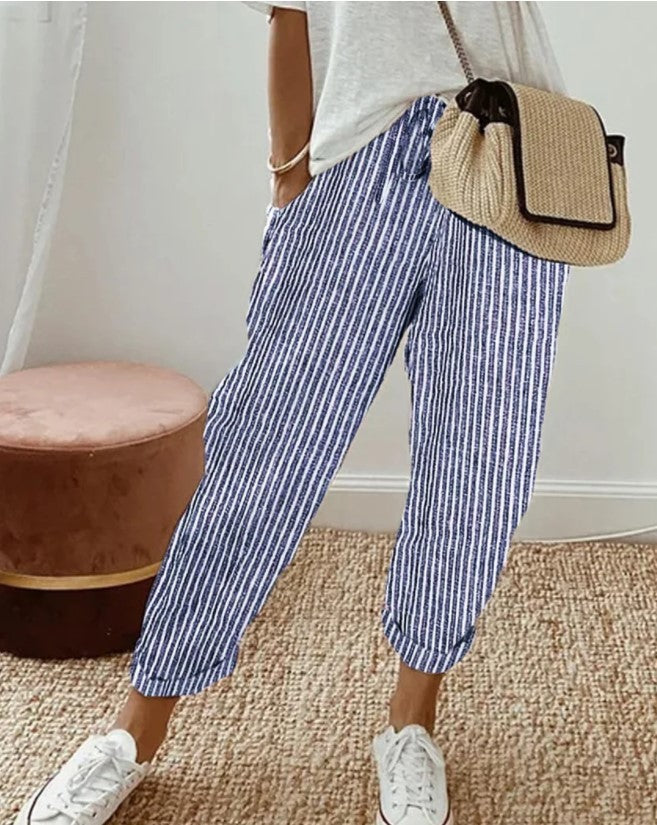 Women Summer Stripes Casual Pants