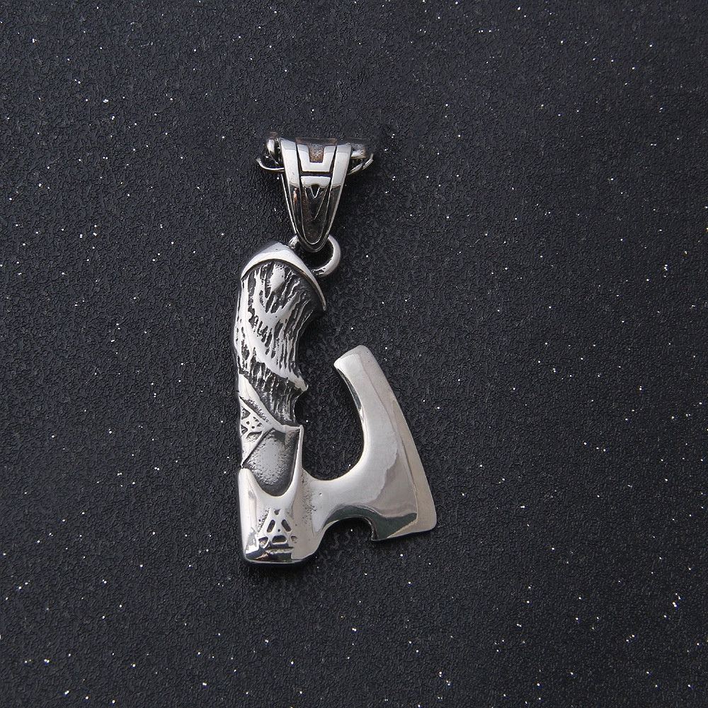 Viking Celtic Wolf Crow Double-sided Axe Pendant