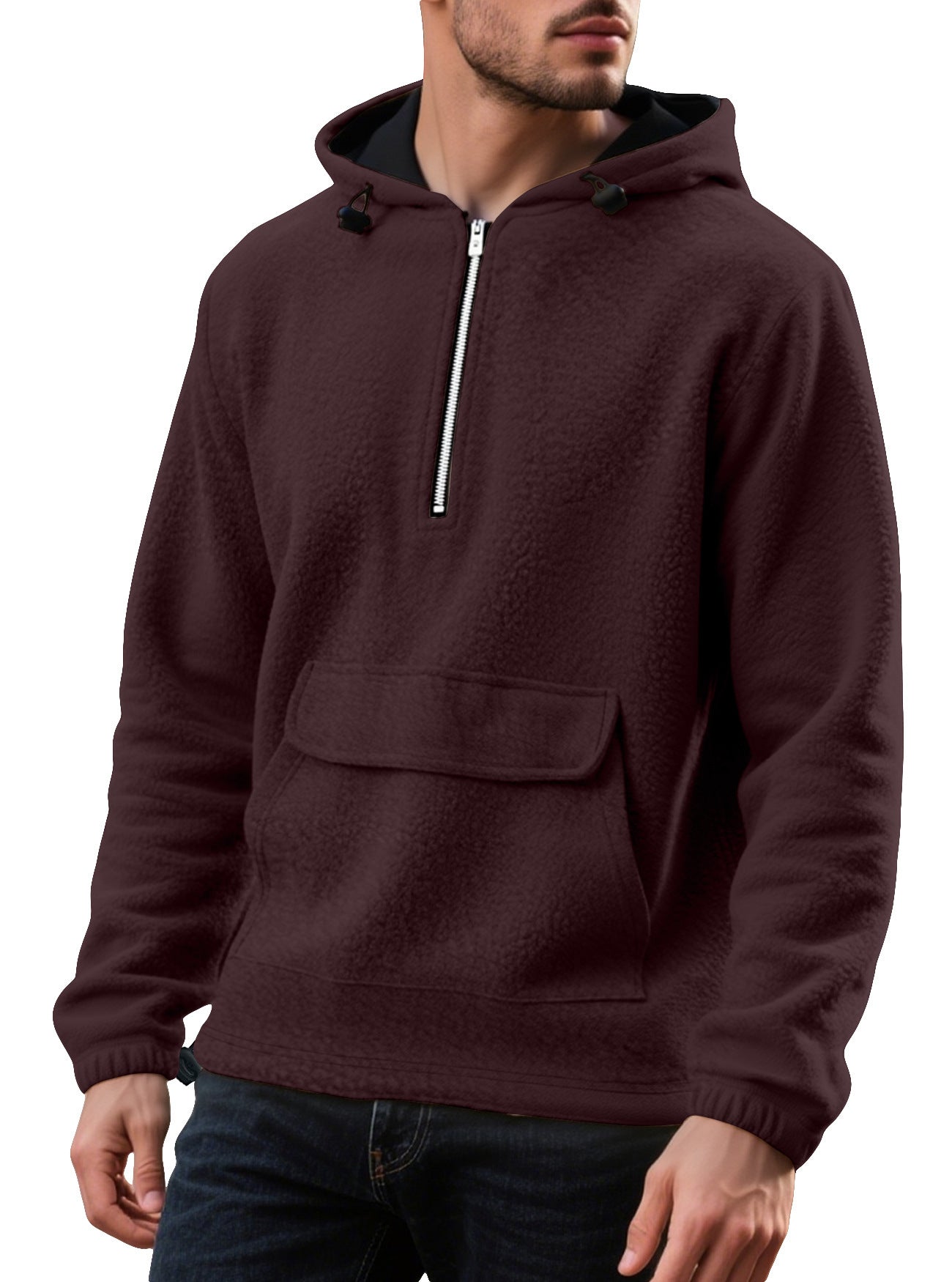 Solid Color Padded Fleece Sweater