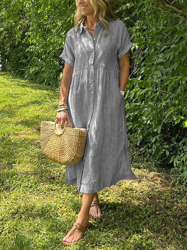 Women's Casual Cotton And Linen Dress