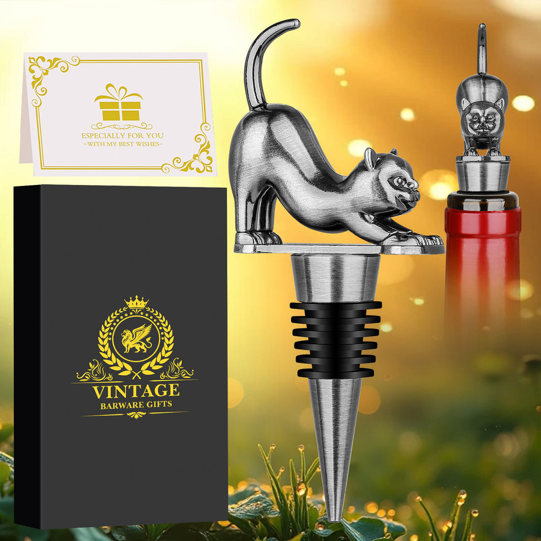 Elegant Upturned Cat Shaped Red Wine Gift Box