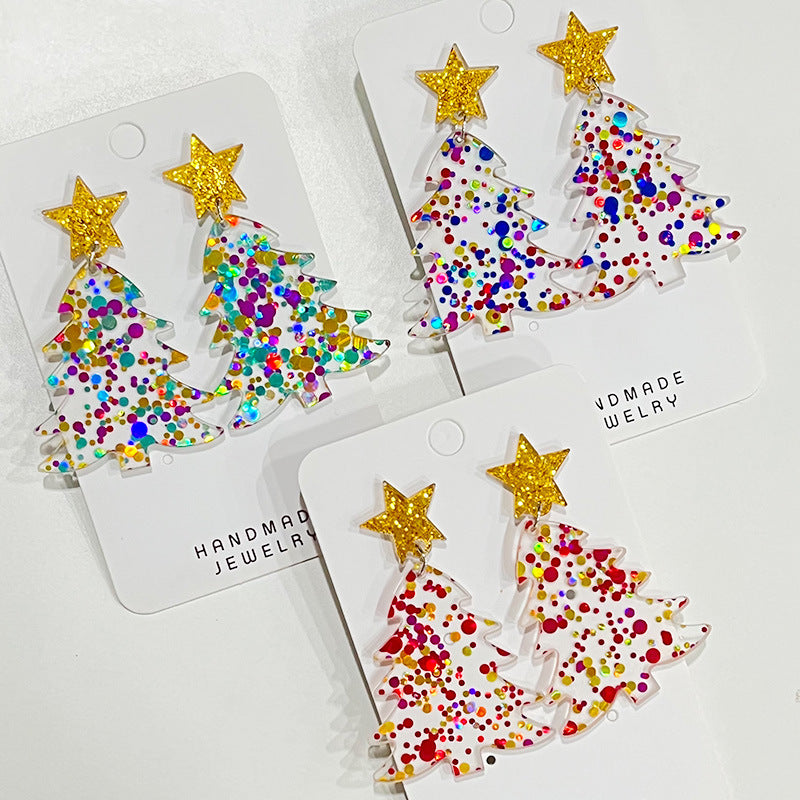 Christmas Atmosphere Earrings Sequins Colorful