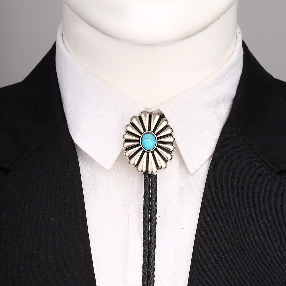 Celtic Pattern Turquoise Agate Bolo Tie