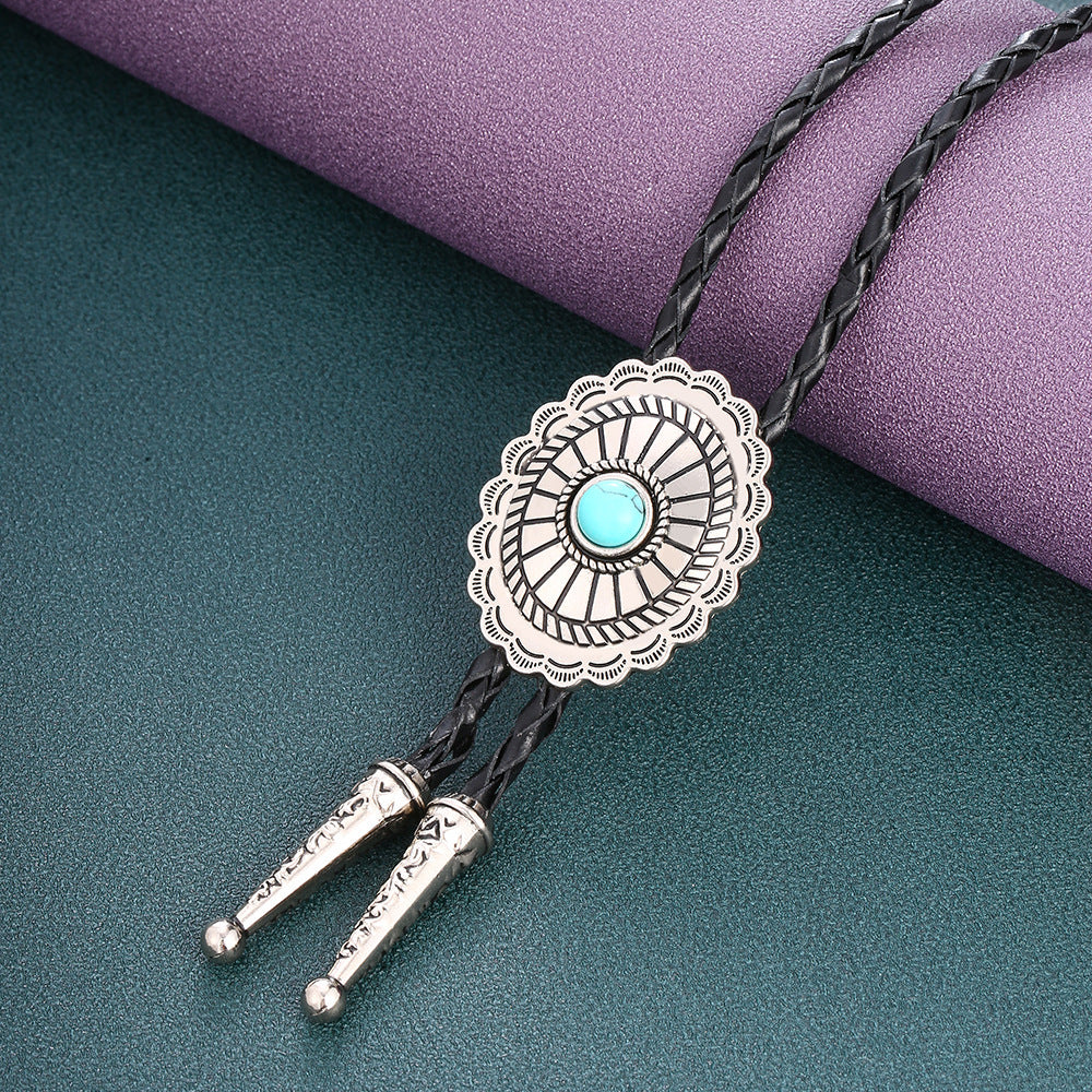 Celtic Pattern Turquoise Agate Bolo Tie