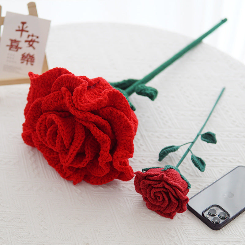 Handmade Red Roses Knitted Bouquet