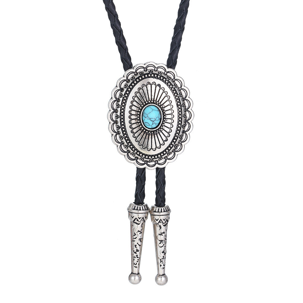 Celtic Pattern Turquoise Agate Bolo Tie