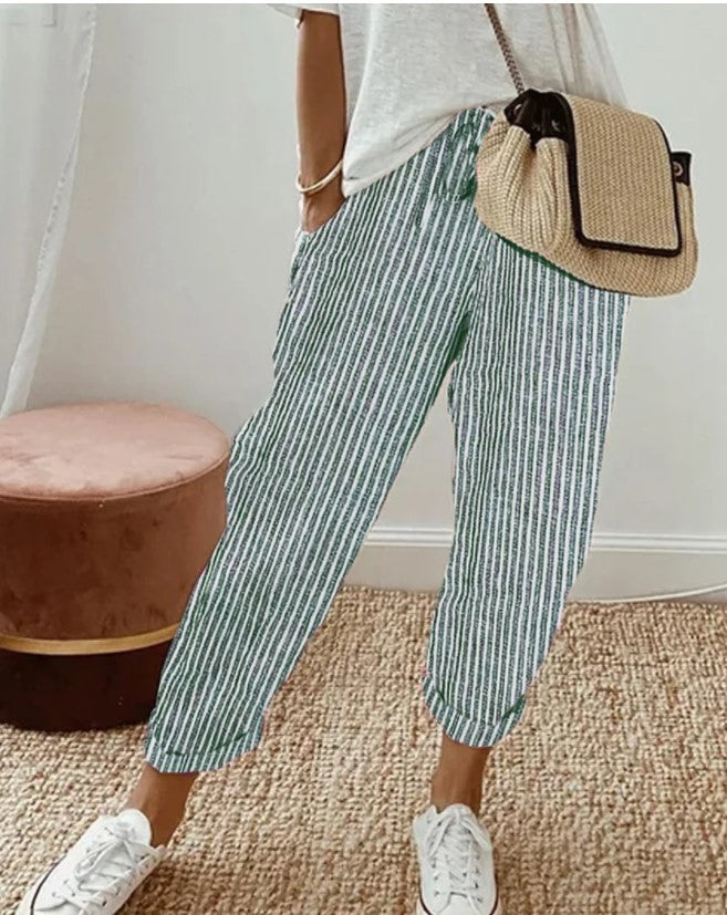 Women Summer Stripes Casual Pants
