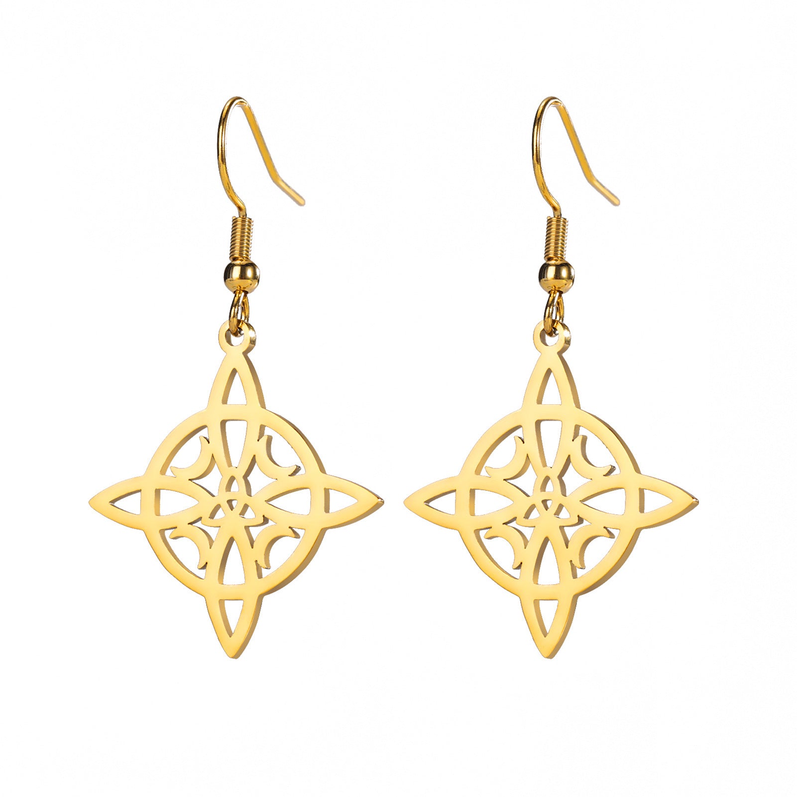 Ladies' Celtic Knot Moon Stainless Steel Earrings